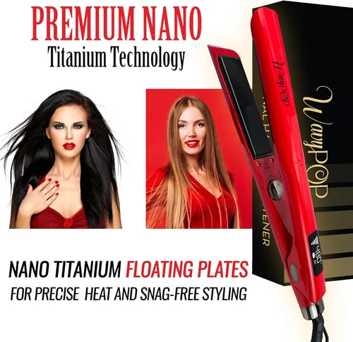 Miniatura 5 de PRO 2 en 1 Profesional Nano Titanio Plancha Plana Plancha Plana Plancha y Varita Curling Hasta 480F Calentamiento 10s 1.25 pulgadas
