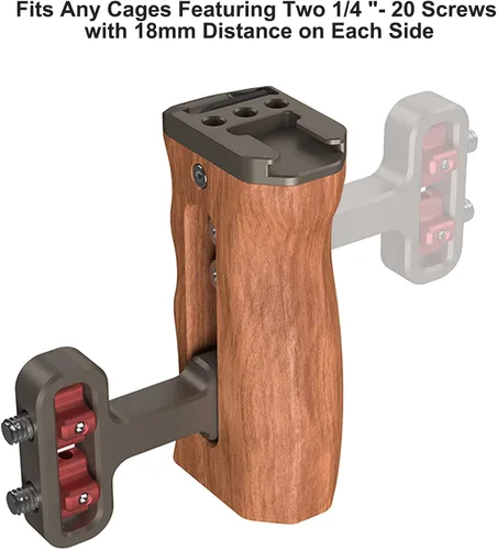 Miniatura 4 de Mini mango lateral de madera con tornillos de 1/4 de pulgada a 20 tornillos para cámara digital, jaula de cámara réflex digital con soporte de Mango