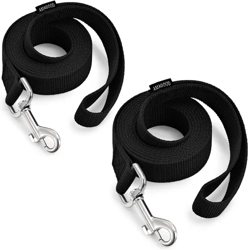 Miniatura 38 de AMAGOOD 6 pies de correas para cachorros/perros, correa de estilo tradicional resistente con gancho de cuello fácil de usar, correa para perros Negro