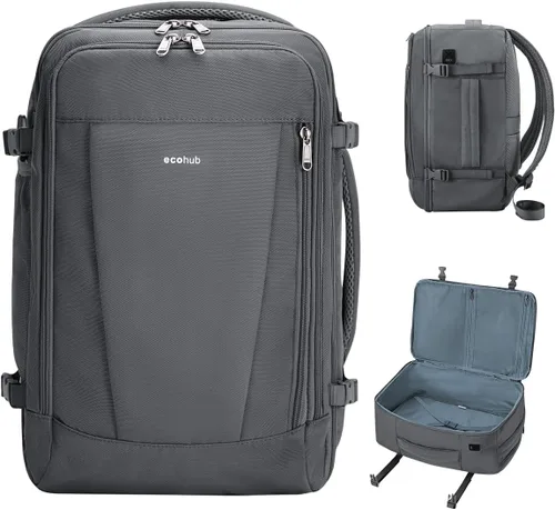 Miniatura 13 de ECOHUB United Airlines - Mochila de viaje pequeña de 17 pulgadas, bolsa de artículos personales de 16.7 x 10 x 8 pulgadas con 13 bolsillos con Negro