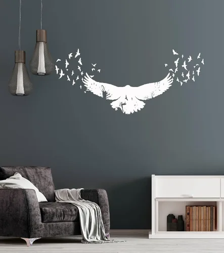 Miniatura 4 de Vinilo adhesivo para pared, diseño de pájaros de cuervo, estilo gótico, árboles, animales, naturaleza, decoración grande (1336ig), color negro, L