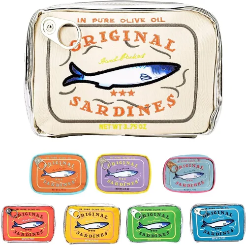 Bolsa de maquillaje de sardinas enlatadas, bolsa de aseo estilo sardinas enlatadas, bonita bolsa de viaje, bolsa de maquillaje creativa y bonita,