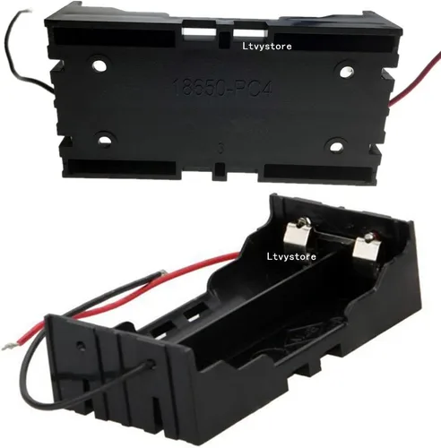 Miniatura 3 de Soporte para batería 18650, 4 piezas, 2 ranuras x 3.7 V, caja de almacenamiento de batería DIY, en paralelo caja de baterías de plástico negro