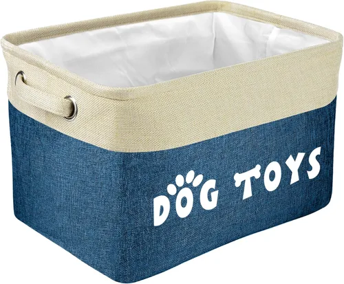 Miniatura 15 de PET ARTIST Cesta de juguetes para perros, caja plegable para juguetes para perros con asas cómodas, organizador grande de almacenamiento de juguetes