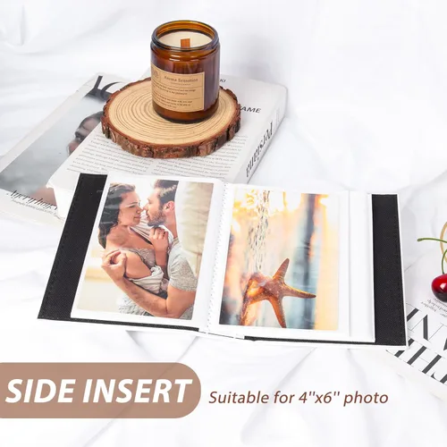 Miniatura 4 de RECUTMS Álbum de fotos de 4 x 6 pulgadas, 100 fotos – Pequeñas fotos con cubierta de cuero de primera calidad con ventana frontal para 100 fotos