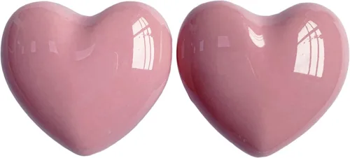 Miniatura 24 de Pomos de cerámica para cajones en forma de corazón, tiradores de armario con tornillos de 3 tamaños, pomos para muebles de cocina para armario, Rosa