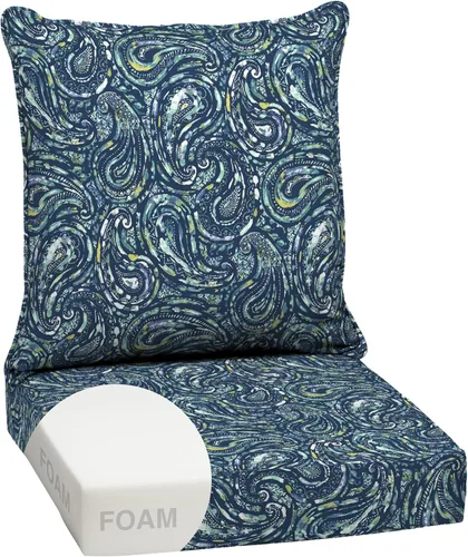 Miniatura 63 de Arden Outdoor Deep Seat Cushion Set, 24 x 24 pulgadas, Cojín para patio resistente al clima, a la lluvia y a la decoloración para silla, sofá y sofá