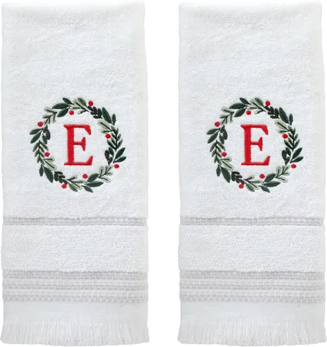 Miniatura 68 de SKL Home Toalla de baño casual con monograma, S, 28 x 54 pulgadas, color blanco