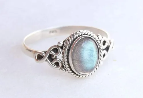 Anillo de Piedra de Labradorita Plata de Ley 925 Anillo Declarativo Para Mujeres Hecho a Mano Piedra Preciosa Joyería de Navidad Regalo Para Ella