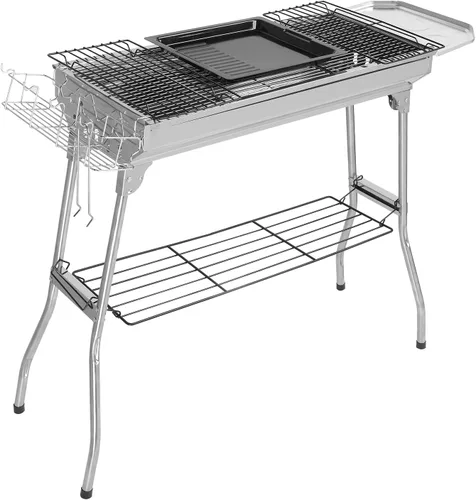 Miniatura 9 de Parrillas de carbón portátiles, brocheta de cordero plegable para jardín, patio, fiesta, picnic, viajes, hogar, cocina al aire libre, 28 x 13 x 27