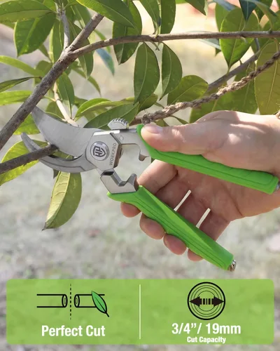 Miniatura 2 de WORKPRO Tijeras de podar de derivación de 8.5 pulgadas, tijeras de jardín profesionales con cuchillas de acero inoxidable forjado, capacidad