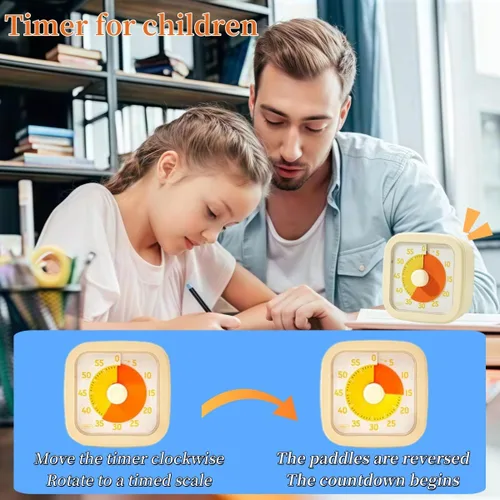 Miniatura 4 de Temporizador visual para niños, temporizador para el hogar, temporizador visual para niños de 60 minutos para aula, oficina en casa, reloj de cuenta