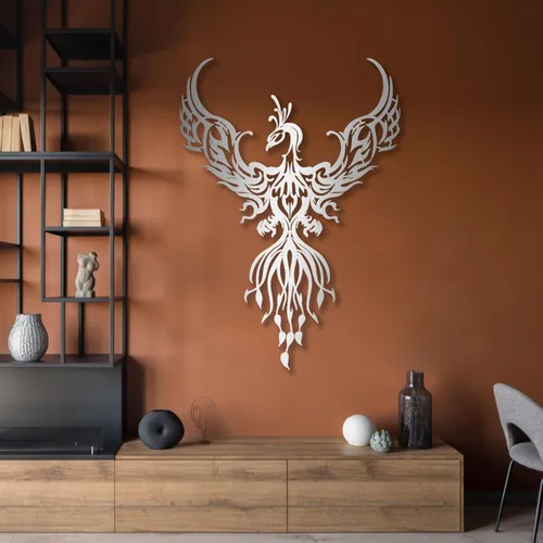 Miniatura 3 de Phoenix Anka - Arte de pared, letrero de metal, símbolo, decoración del hogar para sala de estar, 24 x 17 pulgadas, color negro, regalo