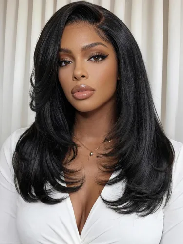 Miniatura 25 de KLAIYI Peluca de cabello humano con encaje frontal precortada 7x5, corte Bob en capas, corte romo, cordón sin pegamento, peluca predepilada