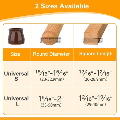 Miniatura 2 de 24 piezas de protectores de patas de silla marrón, almohadillas de fieltro para muebles con cubiertas de silicona para sillas, protectores de patas