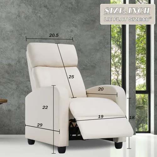 Miniatura 2 de Silla reclinable para adultos, sillón reclinable de masaje, silla ergonómica con control remoto, silla reclinable para juegos, silla de lectura Beige