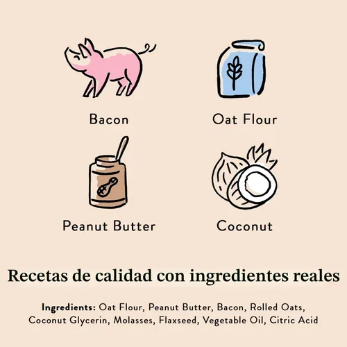 Miniatura 3 de Bocce's Bakery Bac'n Nutty - Golosinas suaves y masticables para perros, sin trigo con sabor a mantequilla de maní y tocino, galletas naturales