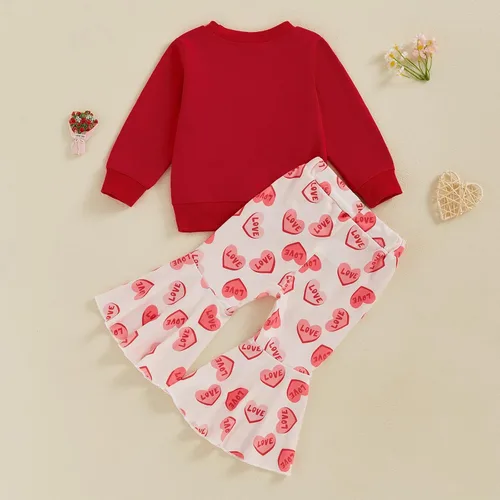 Miniatura 11 de Gueuusu Conjunto de ropa de manga larga para bebé niña con texto en inglés "My 1st Christmas", sudadera de manga larga con pantalones acanalados