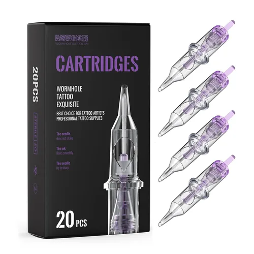 Miniatura 10 de Wormhole Tattoo Agujas de cartucho, 20 piezas de tamaños mixtos 3RL 5RL 5RM 7RM desechables de tatuaje Cartucho de agujas de tatuaje redondo Shader