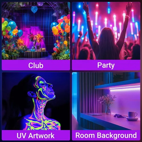 Miniatura 6 de Barra de Luz Negra LED de 38W Barras de Luz Negra con Enchufe e Interruptor Ilumina Área de 22x22 pies para Fiesta Fluorescente Fiestas de Halloween
