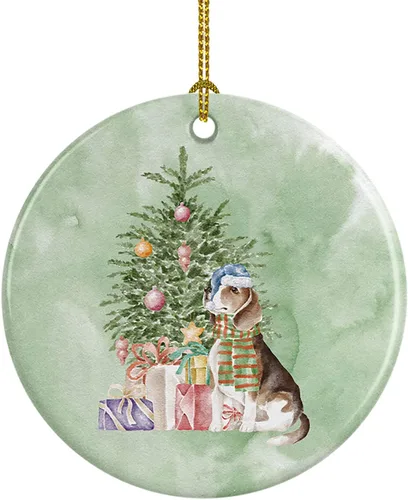 Miniatura 55 de Caroline's Treasures Bulldog, Bulldog inglés #2 y árbol de cerámica adorno colgante para árbol de Navidad, decoración colgante para el hogar