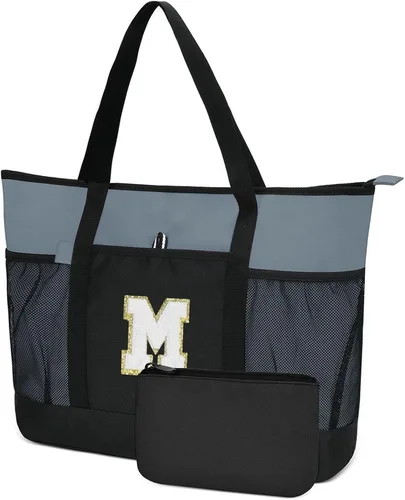 Miniatura 11 de Bolsa de mano con iniciales, bolsas de mano reutilizables grandes personalizadas con asas, bolsa de enfermeras, regalos de cumpleaños para mujeres
