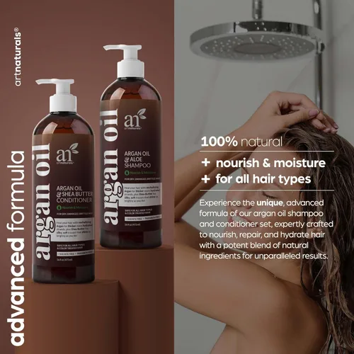 Miniatura 2 de Juego de champú y acondicionador de aceite de argán - Fórmula libre de sulfato con nutritivo aceite marroquí y queratina - para todo