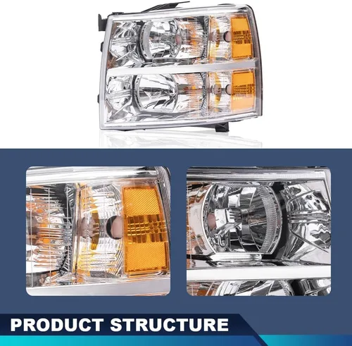 Miniatura 7 de PIT66 Conjunto de faros laterales izquierdos, compatible con Chevy Silverado 1500 2007-2013, Silverado 2500 3500 2007-2014 y HD Lente transparente