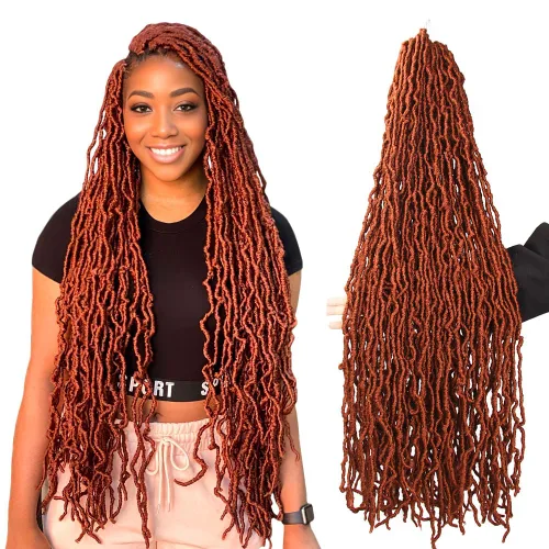 Miniatura 39 de Niseyo Rastas de pelo sintético de ganchillo de 24 pulgadas, 6 paquetes de extensiones de cabello sintético lacio de ganchillo largo