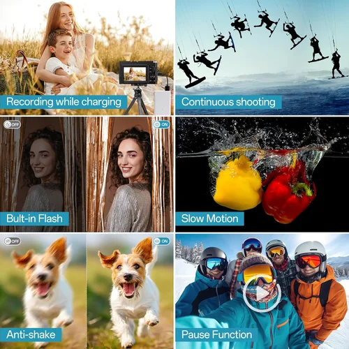Miniatura 5 de FlyFrost Cámara digital 4K para fotografía, enfoque automático, cámara de vlogging de 48 MP para YouTube con tarjeta SD 16X Zoom digital Cámara