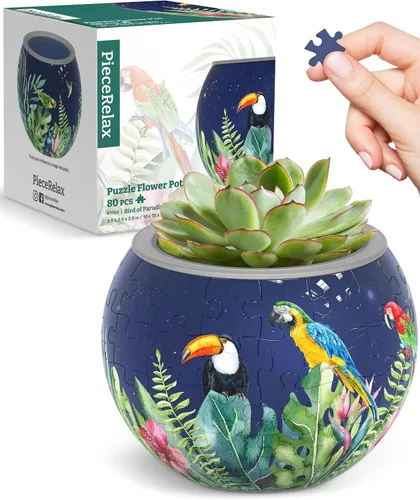 Miniatura 25 de PieceRelax Rompecabezas 3D Maceta 80 Piezas - Abundancia de Otoño, Macetas de Flores de Decoración del Hogar para Cactus de Interior, Macetas