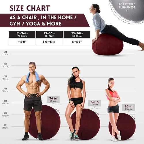 Miniatura 2 de Husband Pillow Exercise Ball, Cover with Pump for Yoga, Pilates, Fitness Balance Stability, Office Ball Chair Seat. Soft & Slip Resistant, Pro Guide