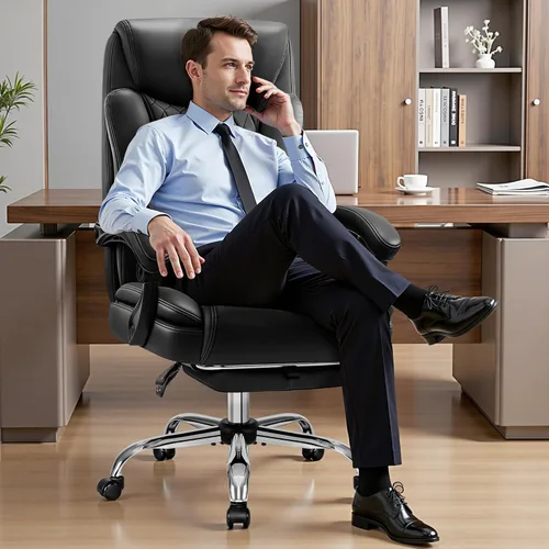 Miniatura 2 de Silla de oficina ejecutiva reclinable de 400 libras con reposapiés, silla de oficina ergonómica grande y alta, sillas de escritorio para oficina