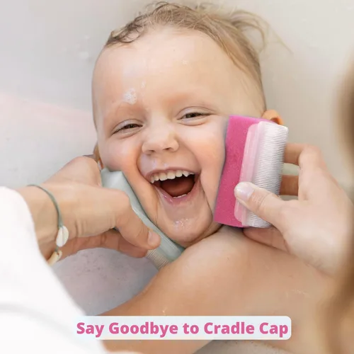 Miniatura 6 de Cepillo y Esponja para Costra Láctea del Bebé - Esenciales de Baño para Recién Nacidos Peine de Tratamiento Esponjas de Baño para Bebés