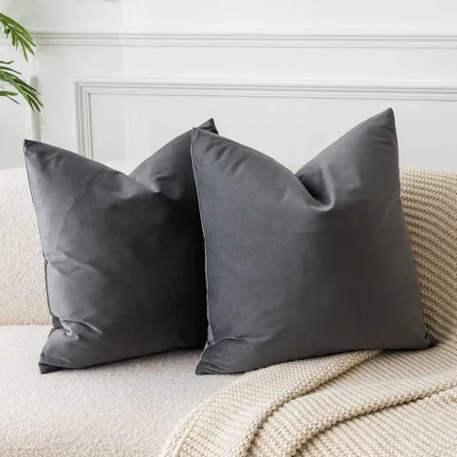 Miniatura 54 de Juspurbet - Juego de 2 fundas decorativas de terciopelo para cojines, fundas suaves para sofá, cama o sillón con cremallera oculta, para sala