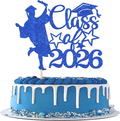 Miniatura 36 de 1 paquete de decoración para tarta de graduación para niña, con purpurina, para diploma, decoración para adultos mayores 2026, para niñas, escuela