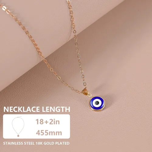 Miniatura 2 de VIBILIA Collar contra el mal de ojo con dije de amuleto de tercer ojos azules, delicado collar de cadena de oro Ojo con protección de Cabalá