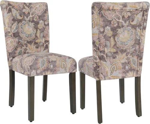 Miniatura 14 de Homepop Silla de comedor con detalle festoneado, sillas de comedor Parsons tapizadas, muebles decorativos para el hogar, tejido texturizado crema
