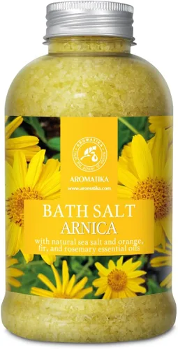 Sales de baño de árnica de 21.16 onzas – Aceites esenciales de romero y abeto 100% naturales – sal marina Arnica 21.16 oz – Lo mejor para el baño –