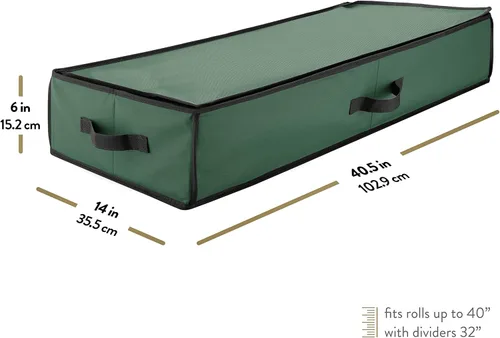 Miniatura 7 de ZOBER Organizador de papel de regalo, contenedores de almacenamiento de papel de regalo de 40 pulgadas con bolsillos interiores para lazos, Verde