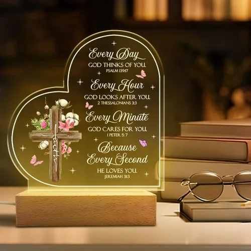 Miniatura 5 de SANDJEST Luz nocturna acrílica, regalos cristianos para mujeres, regalos inspiradores con versículos de la Biblia, decoración religiosa