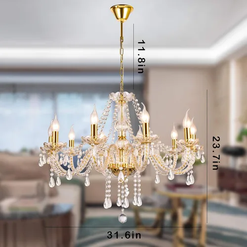 Miniatura 2 de lámparas de araña de cristal K9 tipo candelabro con 10 luces, lámpara colgante para techo, lámpara de montaje para comedor, sala de estar