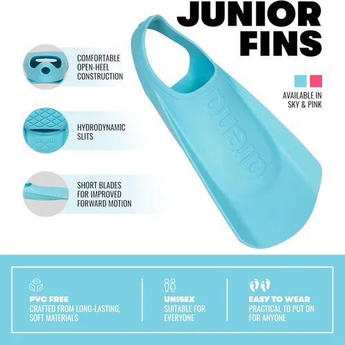 Miniatura 3 de Arena Aletas de natación para niños y jóvenes, aletas cortas para principiantes Cielo