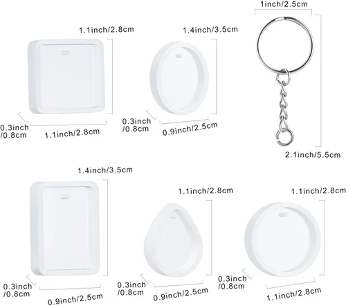 Miniatura 2 de Moldes de resina de silicona, 20 moldes de silicona para moldes de resina para fundición de joyas con anillos de llavero para manualidades de joyería