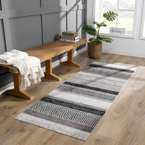 Miniatura 7 de Hauteloom Middlestown - Alfombra lavable a máquina para sala de estar, dormitorio, color negro, beige, gris, 5 pies 3 pulgadas x 7 pies