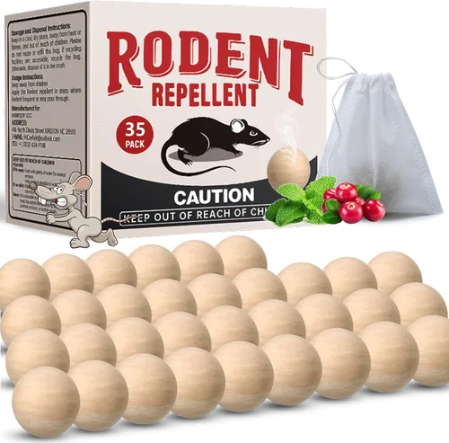 Miniatura 9 de Repelente de roedores, 33 bolas, repelente de ratones para interiores, para casa, coche y garaje, bolas de polilla de aceite de menta seguras