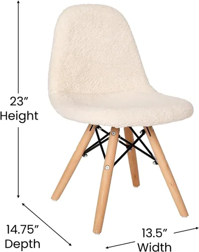 Miniatura 3 de Flash Furniture Zula - Silla moderna acolchada de piel de oveja sintética para niños, tapizado acolchado de piel de oveja sintética color blanco
