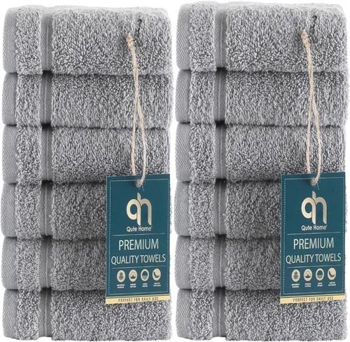 Miniatura 14 de Juego de 4 toallas de baño, 100% algodón turco prémium, toallas turcas de alta calidad para baño, de secado rápido, suaves y absorbentes, incluye 4
