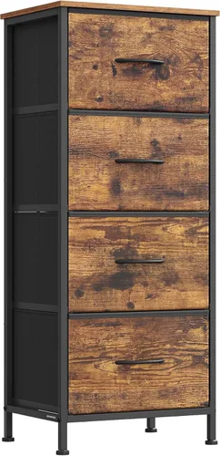 Miniatura 36 de SONGMICS Cómoda para dormitorio, cómoda, acero, MDF, 4 cajones de tela no tejida, unidad organizadora de almacenamiento, armario, entrada, negro