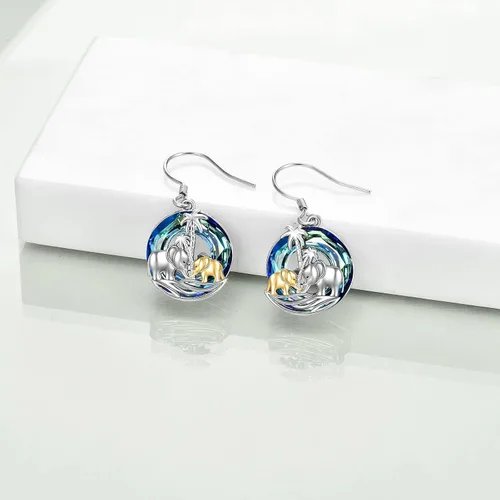 Miniatura 50 de POPKIMI Bonitos aretes colgantes de animales, joyería de animales, regalos de cumpleaños y Navidad para mujeres, aretes de ópalo de cristal de plata